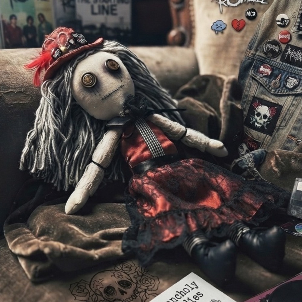 Overjoyed Boutique Gothic Girl Blair Rag Doll Victorian Button Eyes 20"